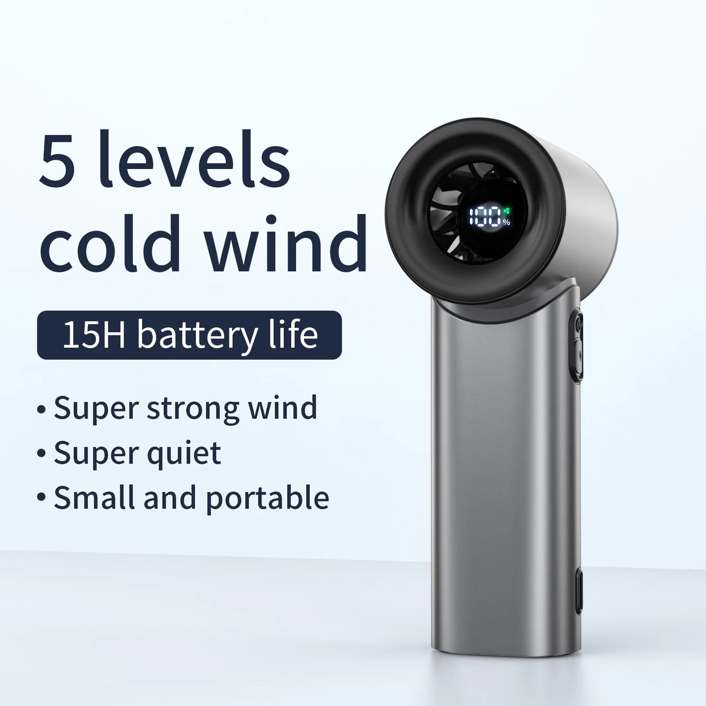 The 100-Speed Handheld Fan | Rechargeable 3000mAh Battery, Modern